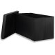 Quilted Storage Ottoman Bench 80x40 cm Folding Seat, Black