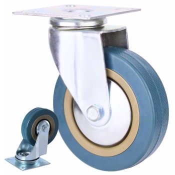 3 Inch Swivel Caster Wheel 75mm, Quiet Rubber, for Furniture Carts, Blue