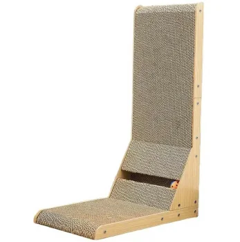 Corner Cat Scratcher with Toy, Beige
