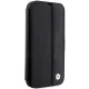 Apple iPhone 14 Pro 6.1\'\' BMW Leather Textured & Stripe Book Case Cover (BMBKP14L22RDPK), Black