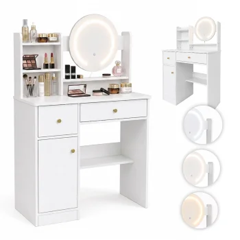 ModernHome Dressing Table with LED Mirror and Drawers