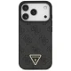 Guess iPhone 17 Pro Case Leather 4G Triangle Strass MagSafe, Black