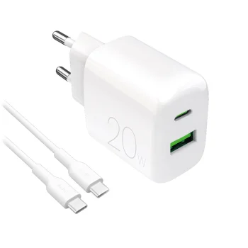 Puro PROLITE 20W USB-A / USB-C Wall Charger + Cable 1.2m - White