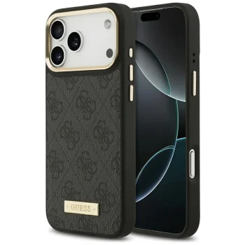Guess 4G Logo Plate MagSafe Case for Apple iPhone 17 Pro Max, Black
