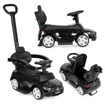 Mercedes C CLASS 3-in-1 Ride-On Push Car with Parent Handle, Black