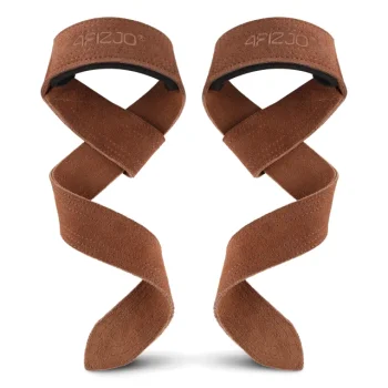 4FIZJO Leather Deadlift Straps, Brown