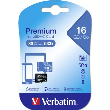 Verbatim microSDHC 16GB Class 10 UHS-I atminties kortelė 44010
