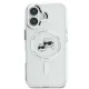 Karl Lagerfeld IML Metal Karl&Choupette Head MagSafe dėklas iPhone 16 Plus, baltas