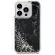Guess iPhone 14 Pro Case Liquid Glitter Marble, Black