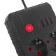 Maclean MCE387 B Power Strip, 2 Outlets + 3xUSB, 2500W, 1.5m, Black