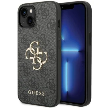 Guess 4G Metal Logo Case for Apple iPhone 15, Grey