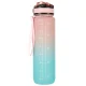 Motivational Water Bottle with Time Marker Reminder Tracker Leak-proof BPA Free, 1L, Pink-Blue