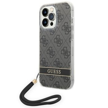 Apple iPhone 14 Pro 6.1'' Guess 4G Print Strap Case Cover (GUOHCP14LH4STK), Black