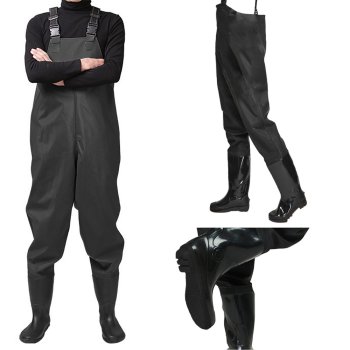 Waterproof fishing waders with suspenders, size 44, black