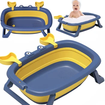 Bakalu Foldable Silicone Baby Bathtub KZ1015, Blue/Yellow