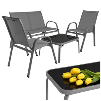 Gardlov 4-Seater Garden and Balcony Furniture Set, Gray