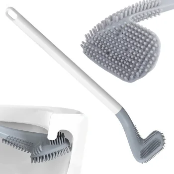 Silicone Toilet Brush with Wall Mount, White
