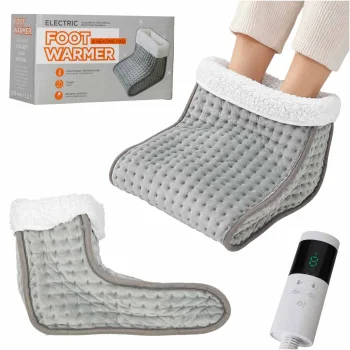 Electric Foot Warmer Heated Boot 75W with Timer and 9 Heat Levels, White/Gray