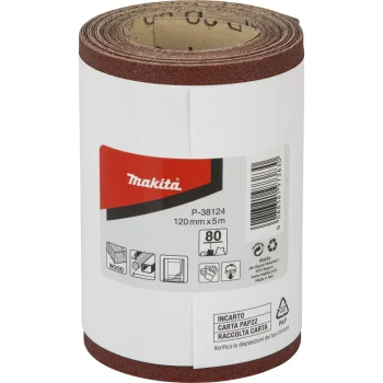 Makita Sanding Roll P-38124, 120 mm x 5 m, Grit 80, Red