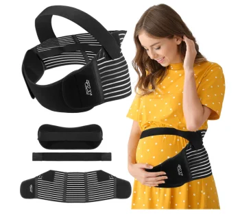 4Fizjo 1067 Elastic Maternity Belt for Belly Support, Black, Size L