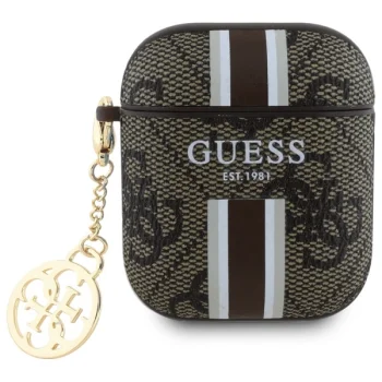 Guess AirPods 1 / 2 Case 4G Printed Stripes Charm, Brown