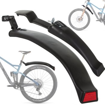 MTB mudguard set for 24–29 inch bikes, front and rear, black