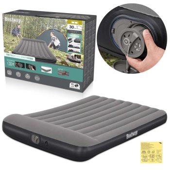 Bestway 671Bs Air Mattress with Built-in Pump, 203x152x30 cm