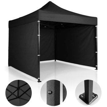 Plonos Garden Pavilion with 3 Walls, 3x3m, Black