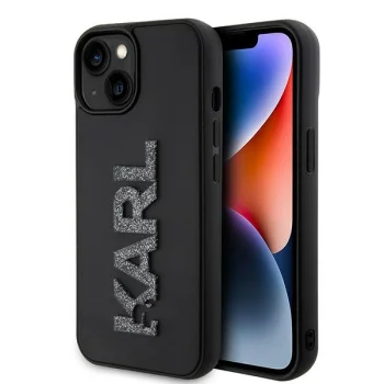 Karl Lagerfeld iPhone 15 Case 3D Logo Glitter, Black