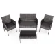 Polyrattan Garden Furniture Set with Table Bench Chairs MultiGarden, Grey