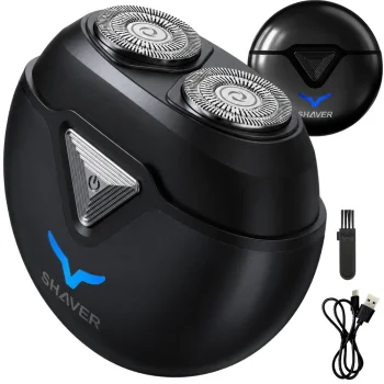 Compact Cordless Travel Electric Shaver with USB-C and LED Display, Black