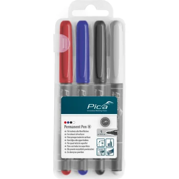 Pica Permanent-Pen 1.0mm Marker Set with Instant-White-Pen, 4 Pcs