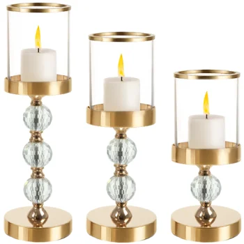 Ruhhy 00026487 Gold Candle Holder Set (3 pcs)