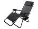 Garden Beach Deck Chair Folding Sunbed with Cup Holder, Black