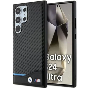 Samsung Galaxy S24 Ultra (SM-S928) BMW Leather Carbon Case Cover (BMHCS24L22NBCK), Black
