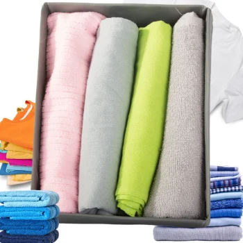Clothing and Underwear Drawer Organizer, 26x20x6 cm, Grey
