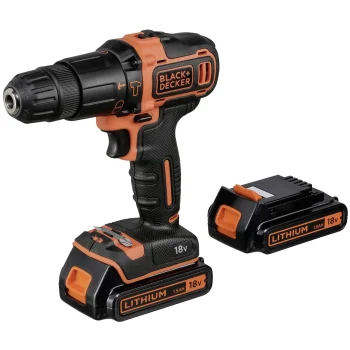Black & Decker BDCHD18KB-QW 18V Cordless Combi Drill with 2x 1.5Ah Batteries & Case