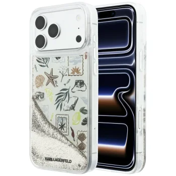 Karl Lagerfeld Liquid Glitter Beach & Sand Case for iPhone 17 / 18 Pro Max - Beige