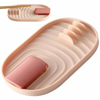 Kitchen Rest for 4 Spoons and Lid, Pink