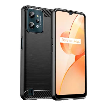 Realme C31 Case Carbon Case, Flexible TPU Protective Cover, Black