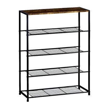 Metal Shoe Rack 5 Tiers 63x30x83 cm Dark Antique Oak