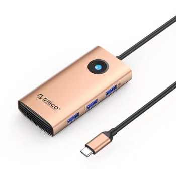 Orico PW11 6-in-1 USB-C Docking Station HDMI 4K RJ45 PD 100W Rose Gold