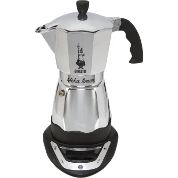 Bialetti Moka Timer 6TZ Electric Espresso Maker, Silver/Black