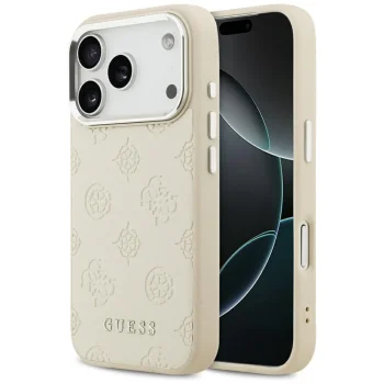 Guess Peony Hot Stamp Script MagSafe Phone Case Cover iPhone 17 Pro - Beige