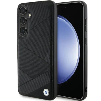 BMW Samsung Galaxy S24 Case Signature Leather Crossing Lines, Black