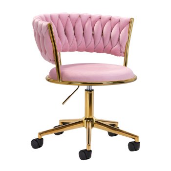 Velvet Swivel Chair 4Rico QS-GW01G for Beauty Salons, Pink