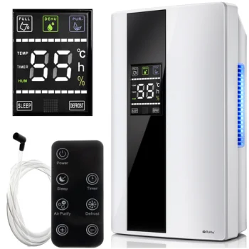 Ruhhy 26627 2-in-1 Air Dehumidifier and Purifier, 90W, 2000ml, White