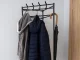 Corner Hall Tree with Shoe Shelves, Metal Coat Rack Stand for Entryway