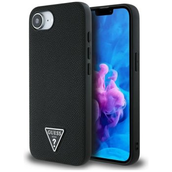 Guess Grained Triangle MagSafe Case for iPhone 16e Black
