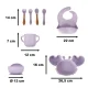 Ikonka Silicone Baby Tableware Set Crab, 9 Pieces, Purple